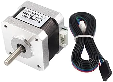 موتور پله ای 17HS3401 با 4 سیم، موتور 42 مدل 42BYGH 1.3A دارای استانداردهای CE ROSH ISO مناسب برای CNC لیزر و پرینتر سه بعدی - (قطر شفت: 5 میلی متر)