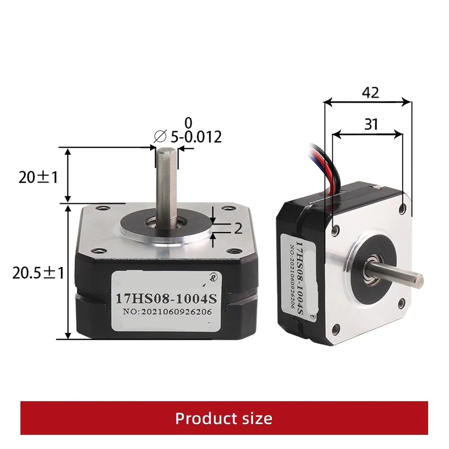 موتور پله ای 17HS08-1004S 20mm 1A 16N.cm موتور پله کوتاه 42 4 سیم 17HS08-1004S برای اکسترودر CNC موتور چاپگر سه بعدی 1 عدد