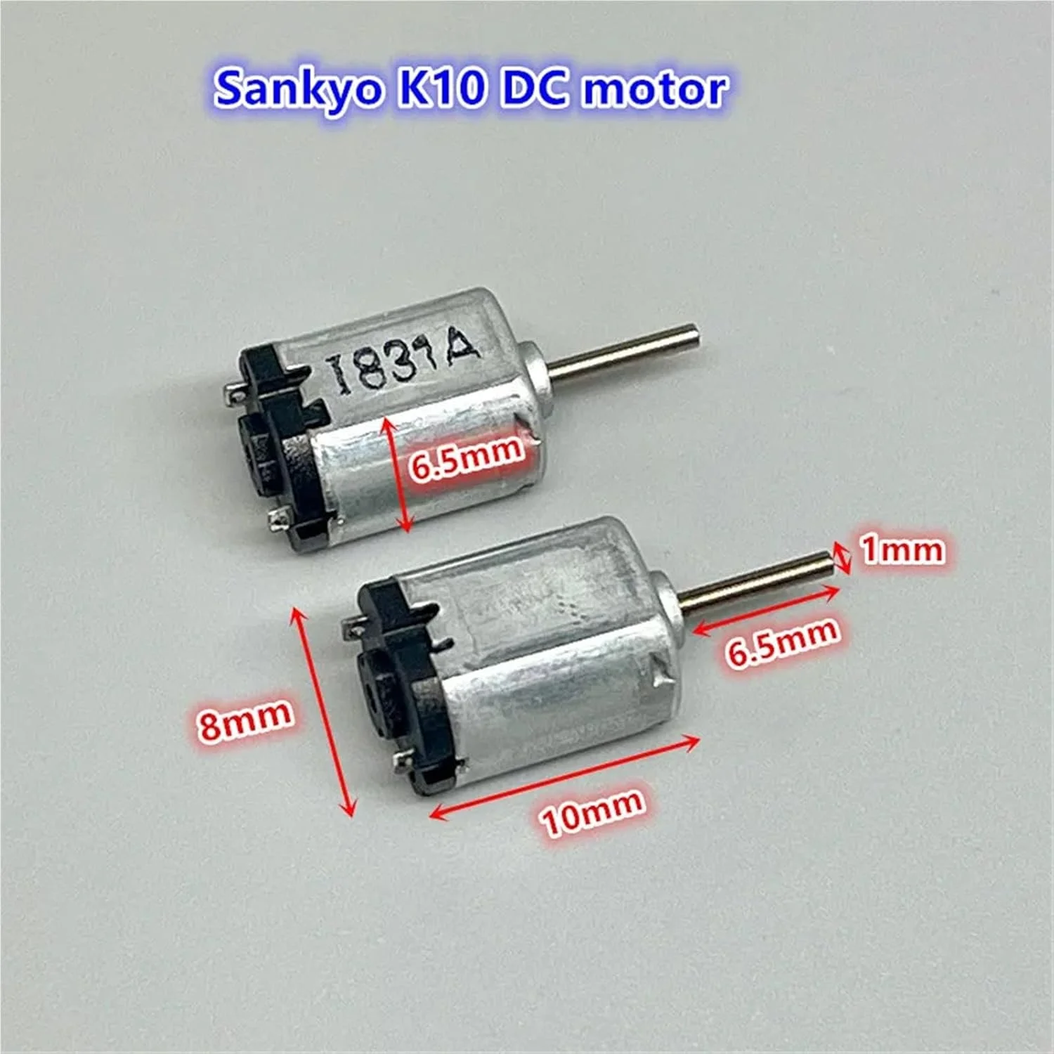 موتور DC مدل K10 با ابعاد 6 * 8 * 10 میلی‌متر، 3 ولت، 20000 دور در دقیقه، قطر شفت 1 میلی‌متر - 10 عددی