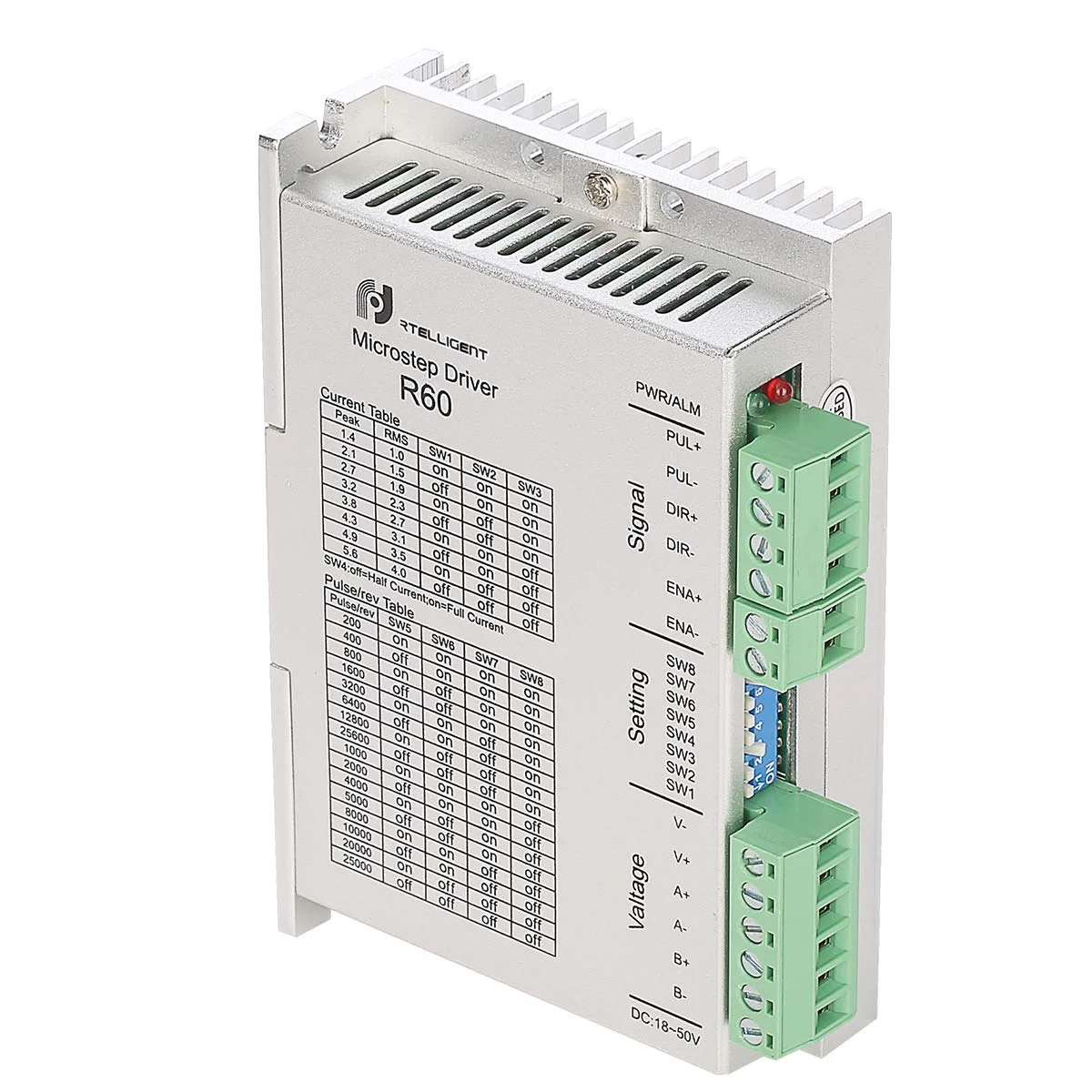 درایور موتور پله ای Nema 23, Nema 24 هیبریدی 1.4A~5.6A 24~50VDC کنترلر موتور CNC با رزولوشن های میکرو استپ 1/128