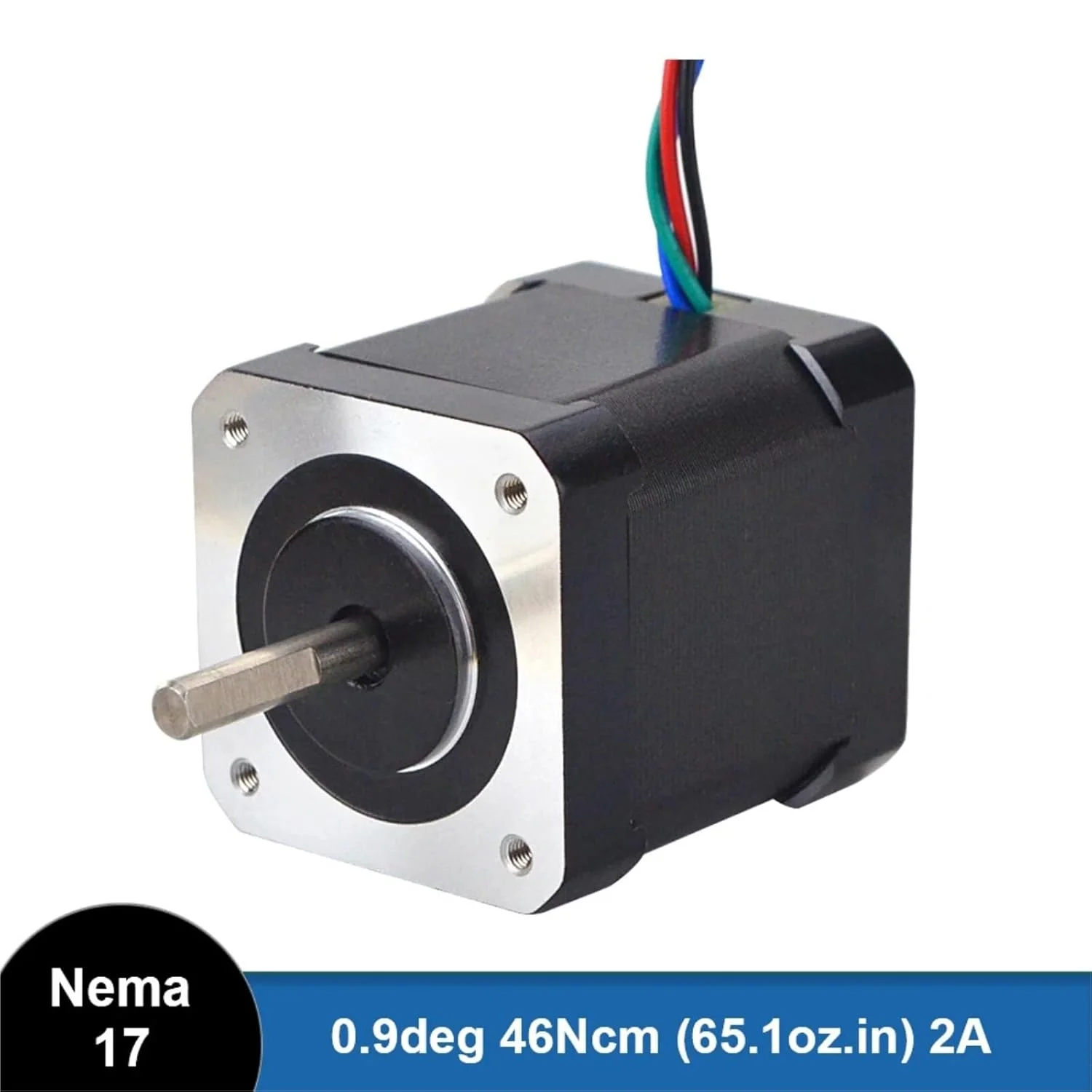 یک عدد موتور پله ای 0.9 درجه Nema 17، 2 آمپر، 42x48 میلی متر، 46Ncm، 4 سیم Nema17 موتور 42 برای پرینتر سه بعدی DIY، ربات CNC