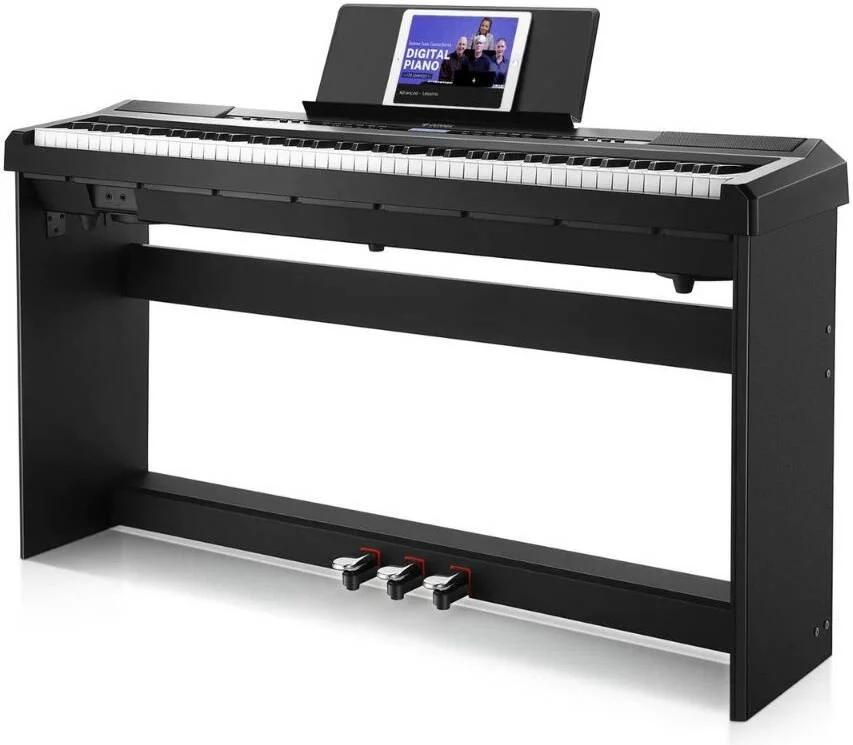 پیانو دیجیتال 88 کلاویه ای اکشن چکشی Donner DEP-20 با 238 صدا، 128 پلی فونی، دو جک هدفون، USB-MIDI و پدال ساستین - ایده آل برای مبتدیان | EC3061