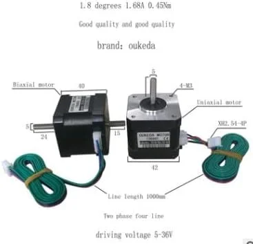 موتور پرینتر سه بعدی 17 0.45Nm 1.8° تک شفت خروجی/دو شفت خروجی 17HS4401 - (قطر شفت: تک شفت خروجی)