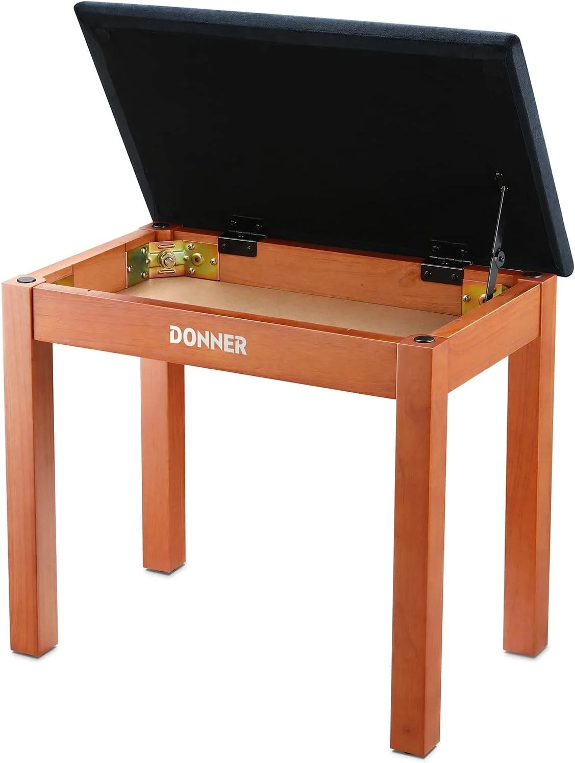 صندلی نیمکتی پیانو Donner EC2088 چوبی سخت و محکم با فضای ذخیره سازی بزرگ، نیمکت پیانوی چوبی محکم صندلی کتابخانه ای با کوسن جیر متراکم، رنگ چوب | EC2088