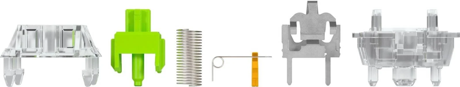 سوییچ های مکانیکی کلیکی Glorious Raptors (سوییچ های روغن کاری شده)، 36 عدد 5 پین، محفظه زیرین نایلون PA12، فنر استیل ضد زنگ با روکش نیکل، محفظه پلی کربنات، ساقه POM | GLO-SWT-RAPTOR-LUBED