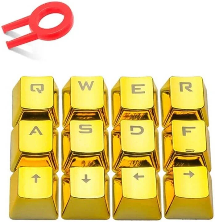 کلیدهای کیبورد مکانیکی Redragon مدل A103 به همراه ابزار بیرون کشیدن کلید، ست کلیدهای WASD گیمینگ PBT، شامل گیره، طلایی