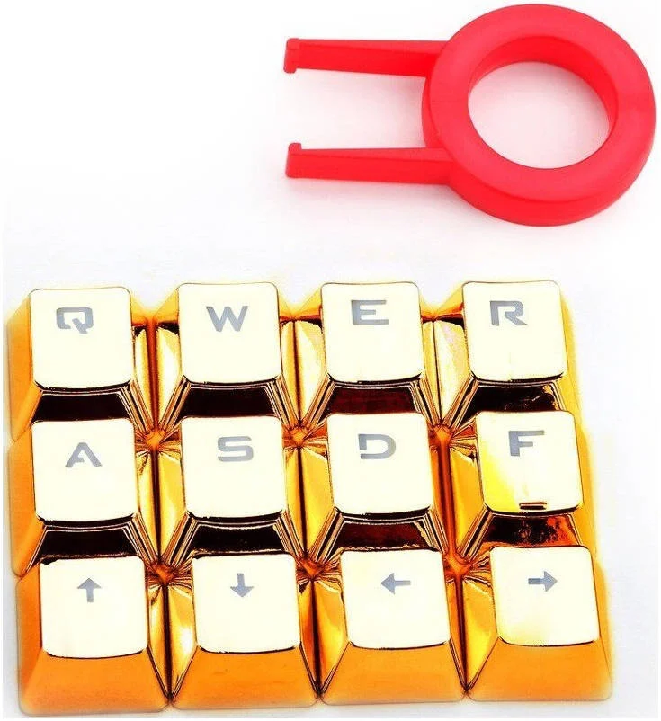 کلیدهای کیبورد مکانیکی Redragon مدل A103 به همراه ابزار بیرون کشیدن کلید، ست کلیدهای WASD گیمینگ PBT، شامل گیره، طلایی