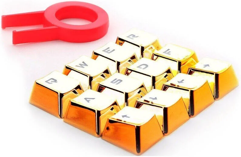 کلیدهای کیبورد مکانیکی Redragon مدل A103 به همراه ابزار بیرون کشیدن کلید، ست کلیدهای WASD گیمینگ PBT، شامل گیره، طلایی