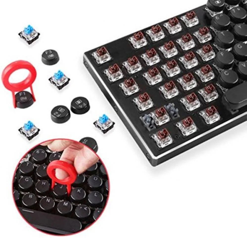 دکمه‌های کیبورد رترو استیم‌پانک Redragon A106، ۱۰۴ کلید، طراحی گرد منحصربه‌فرد، جنس ABS با قالب‌گیری دوبل، الهام گرفته از سبک قدیمی، مشکی | A106