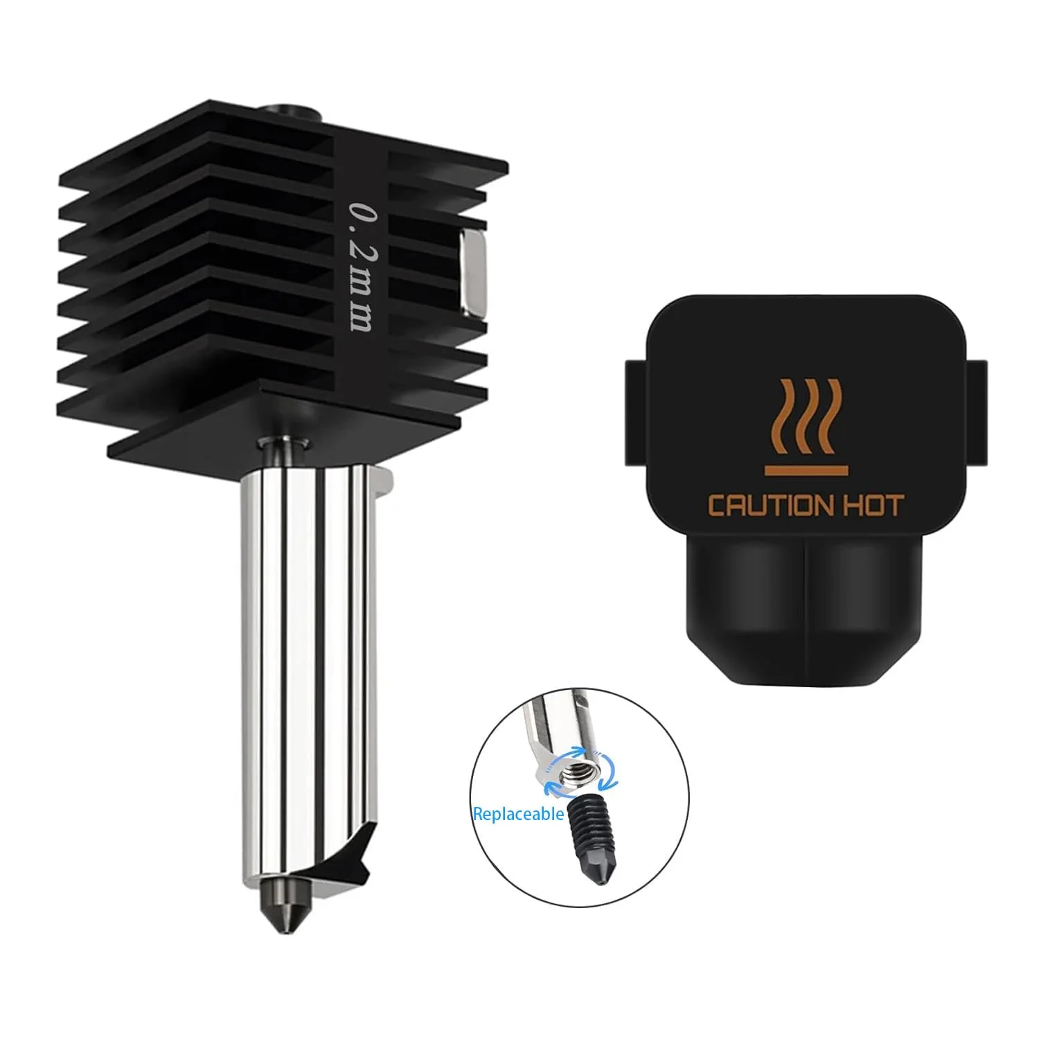 نازل فولادی سخت کاری شده با دمای بالا برای ارتقاء هد چاپ A1 Mini/A1، کیت هات اند جایگزین اکسترودر سازگار با پرینتر سه بعدی Bambu Lab A1 و A1 Mini (هات اند 0.2 میلی متر)