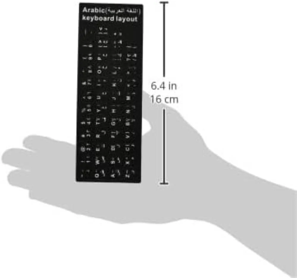 برچسب های صفحه کلید عربی جایگزین جهانی، بسته 2 عددی، پس زمینه مشکی با حروف سفید برای کامپیوتر لپ تاپ نوت بوک دسکتاپ (عربی) | KB-STICKER-ARABIC-2PK