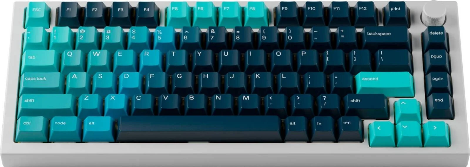 کلیدهای کیبورد مکانیکی گلوریوس PBT Celestial Ice ANSI، ۱۱۴ کلید، نوشته‌های غیرشفاف (نور RGB از آن عبور نمی‌کند)، پلاستیک PBT، سازگار با تمام مدل‌های ANSI GMMK | GLO-KC-GPBT-CI