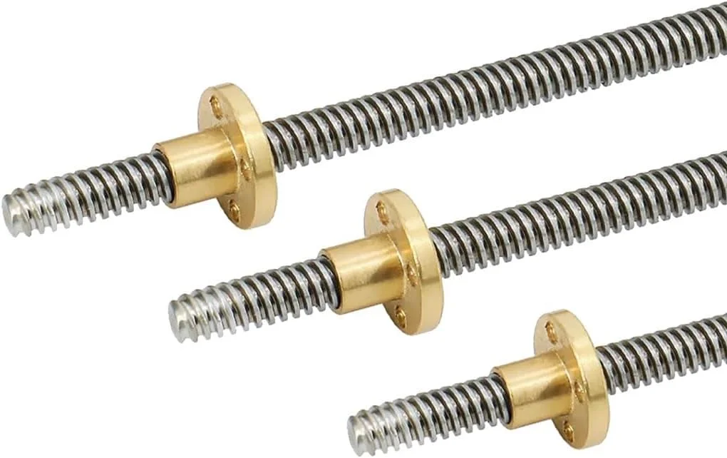 پیچ سربی T12 پرینتر سه بعدی، قطر 12 میلی متر، گام 4 میلی متر، طول 200mm 300mm 400mm 500mm 600mm 700mm 800mm به همراه مهره مسی، 1 عدد (650mm)