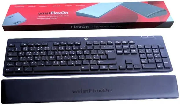 پد مچی کیبورد و ماوس FlexOn AVL-WFAYMW001، جنس سطح چرم PU، فوق العاده نرم، زیره ضد لغزش، محافظت از مچ دست، مشکی | AVL-WFAYMW001