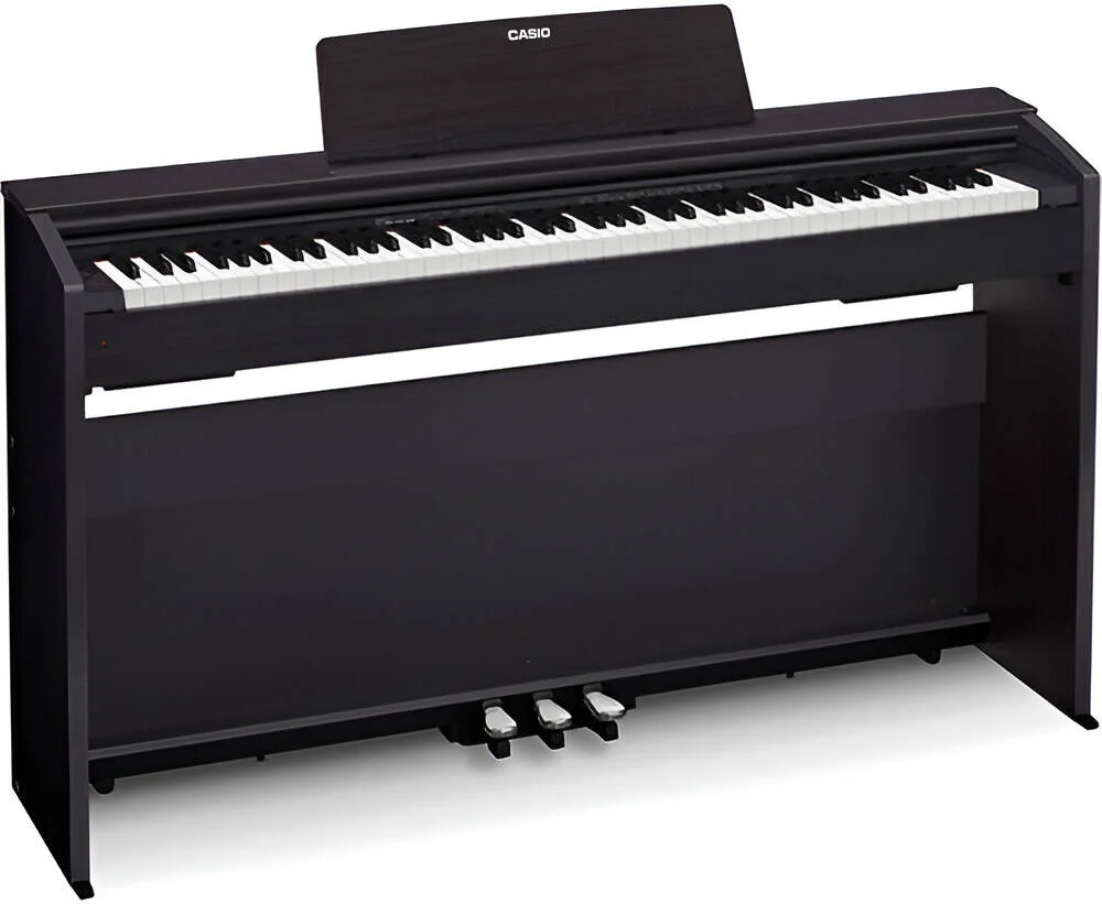 پیانو دیجیتال کنسولی 88 کلیدی Casio Privia PX 870BK با حسگر سه گانه چکش مدرج، 19 صدا، پلی فونی 256 نت، ضبط کننده USB WAV/MIDI، بلندگوهای 40 واتی، مشکی | PX-870BK