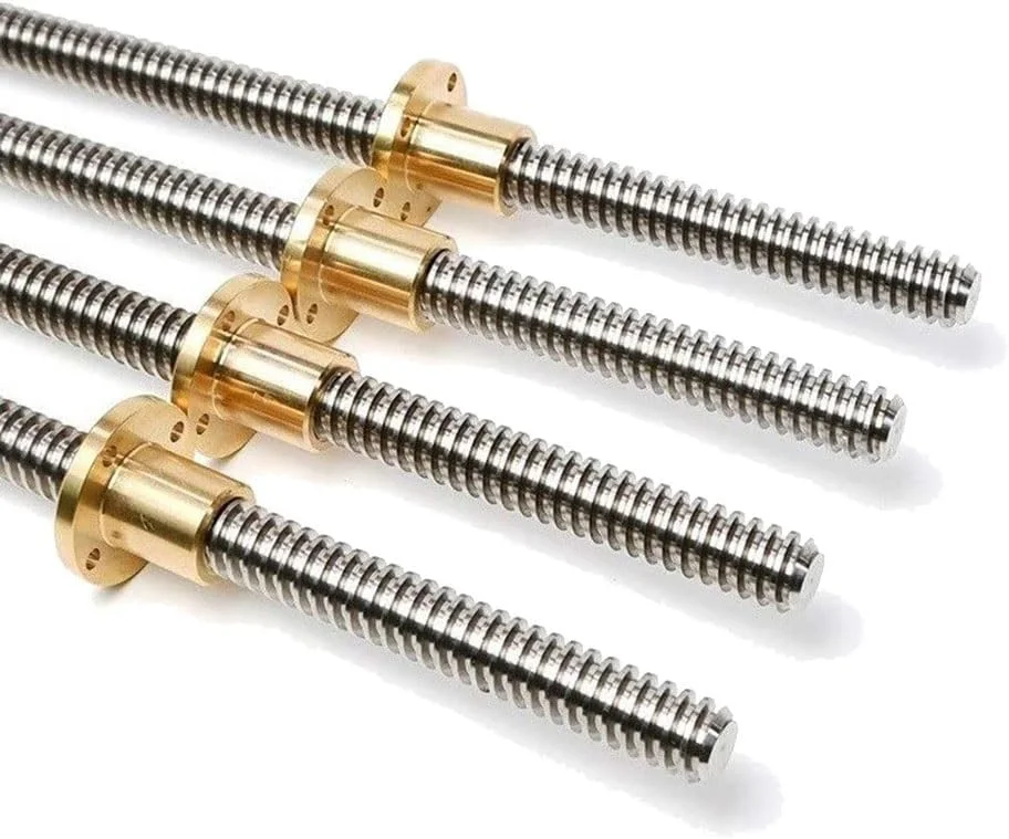 یک عدد پیچ سربی T12 پرینتر سه بعدی، گام 2 میلی متر، طول 100 تا 1000 میلی متر، پیچ ذوزنقه ای فولاد ضد زنگ با مهره برنجی (300 میلی متر)