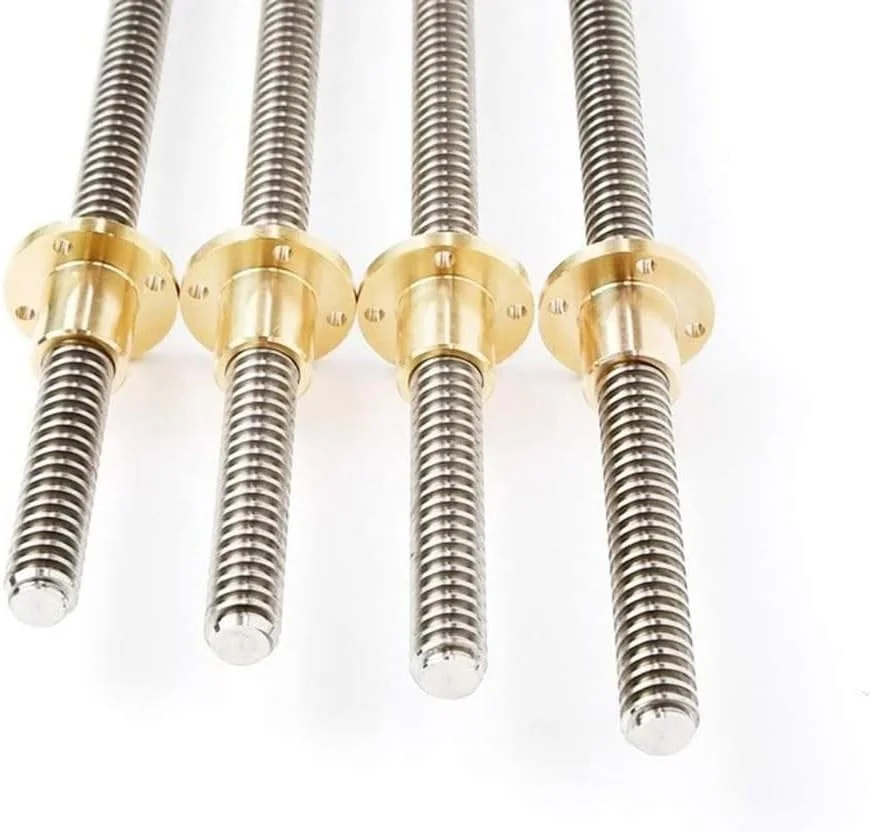 یک عدد پیچ سربی T12 پرینتر سه بعدی، گام 2 میلی متر، طول 100 تا 1000 میلی متر، پیچ ذوزنقه ای فولاد ضد زنگ با مهره برنجی (300 میلی متر)