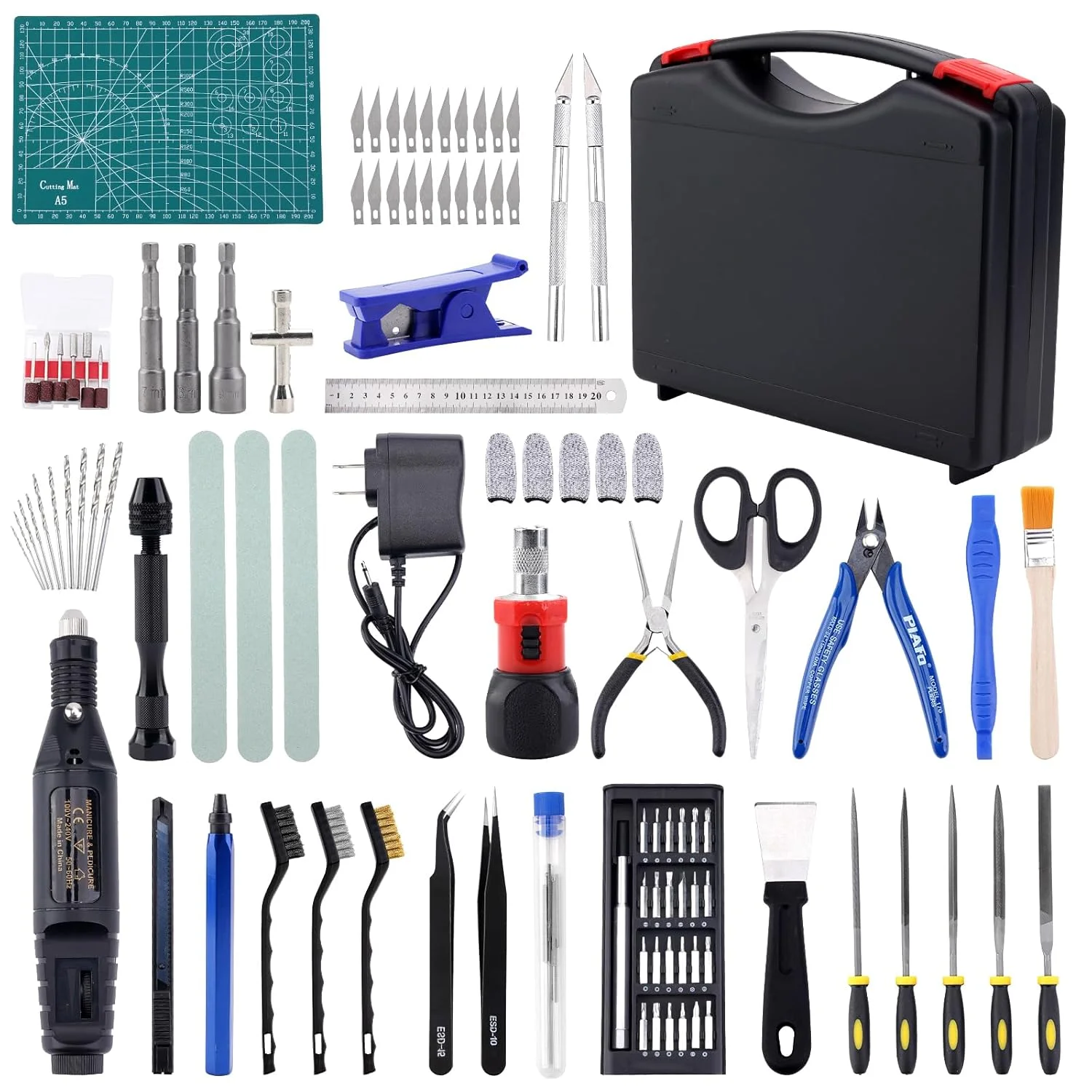 مجموعه ابزار چاپ سه بعدی 124 عددی با جعبه نگهداری، کیت تمیز کننده نازل چاپ سه بعدی برای پرینترهای سه بعدی بامبو لب، فلش فورج، الگو، کرالیتی، حذف/برش و تکمیل چاپ سه بعدی (124 قطعه)