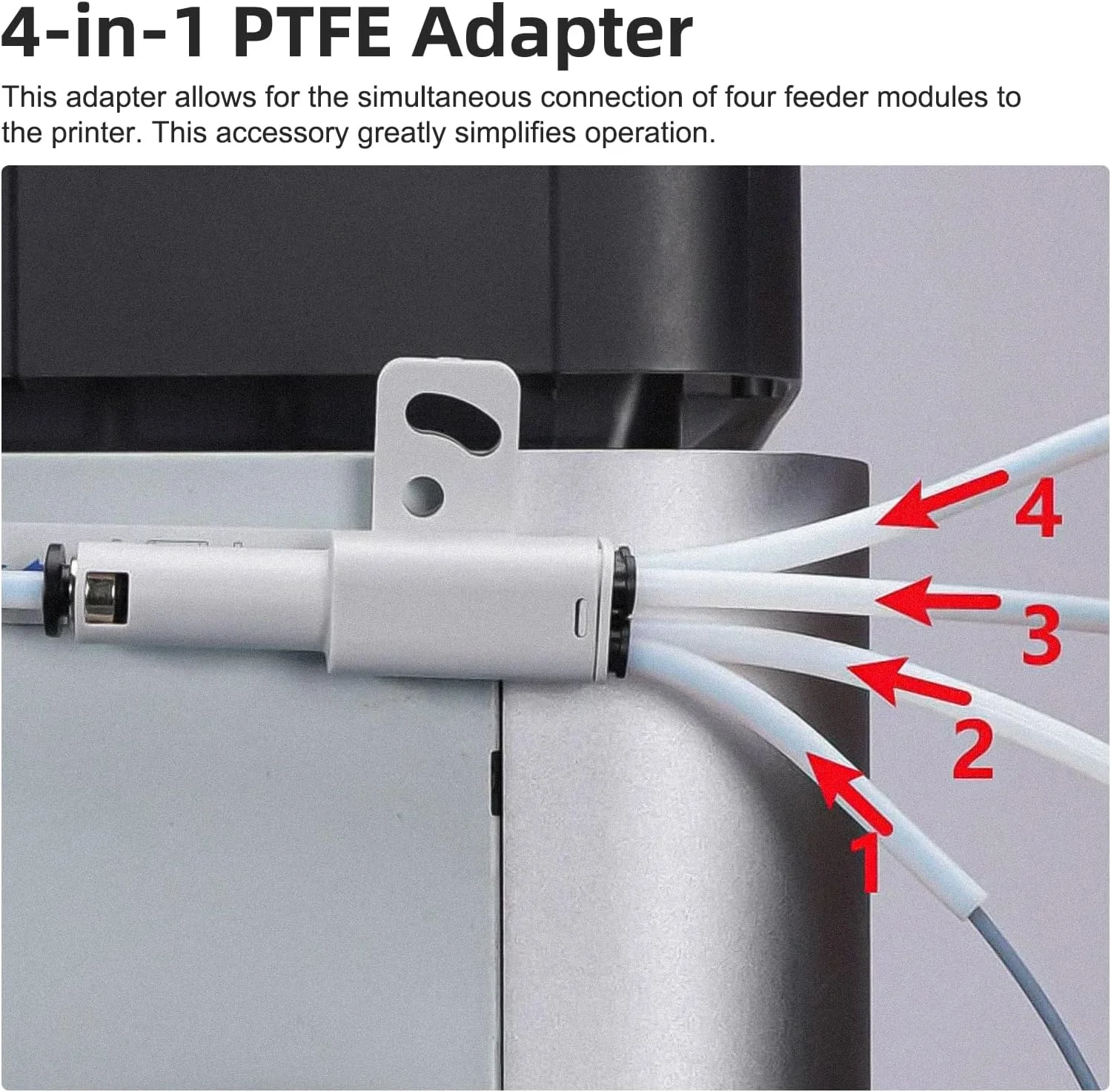 آداپتور PTFE چهار در یک جایگزین برای پرینتر سه بعدی Bambu lab X1C/X1/X1E/P1P/P1S، پورت توسعه لوله Bowden فیلامنت، اتصال AMS به 4 ماژول تغذیه برای سری Bambu lab X1 و P1، مناسب برای لوله 2.5 میلی متری