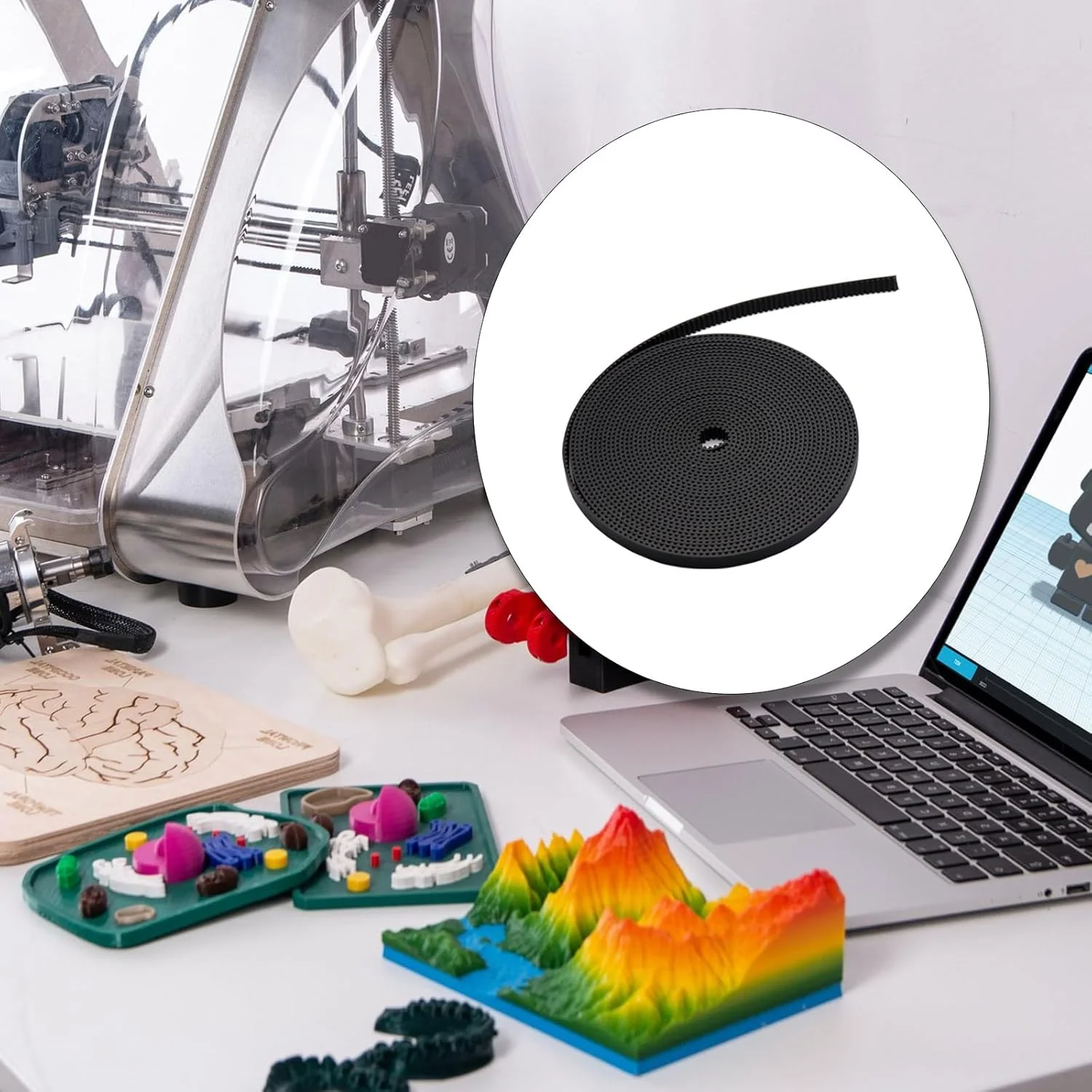 تسمه تایمینگ همزمان دنده ای 2GT پرینتر سه بعدی عرض 6 میلی متر PU با هسته فولادی مقاوم برای Ender3