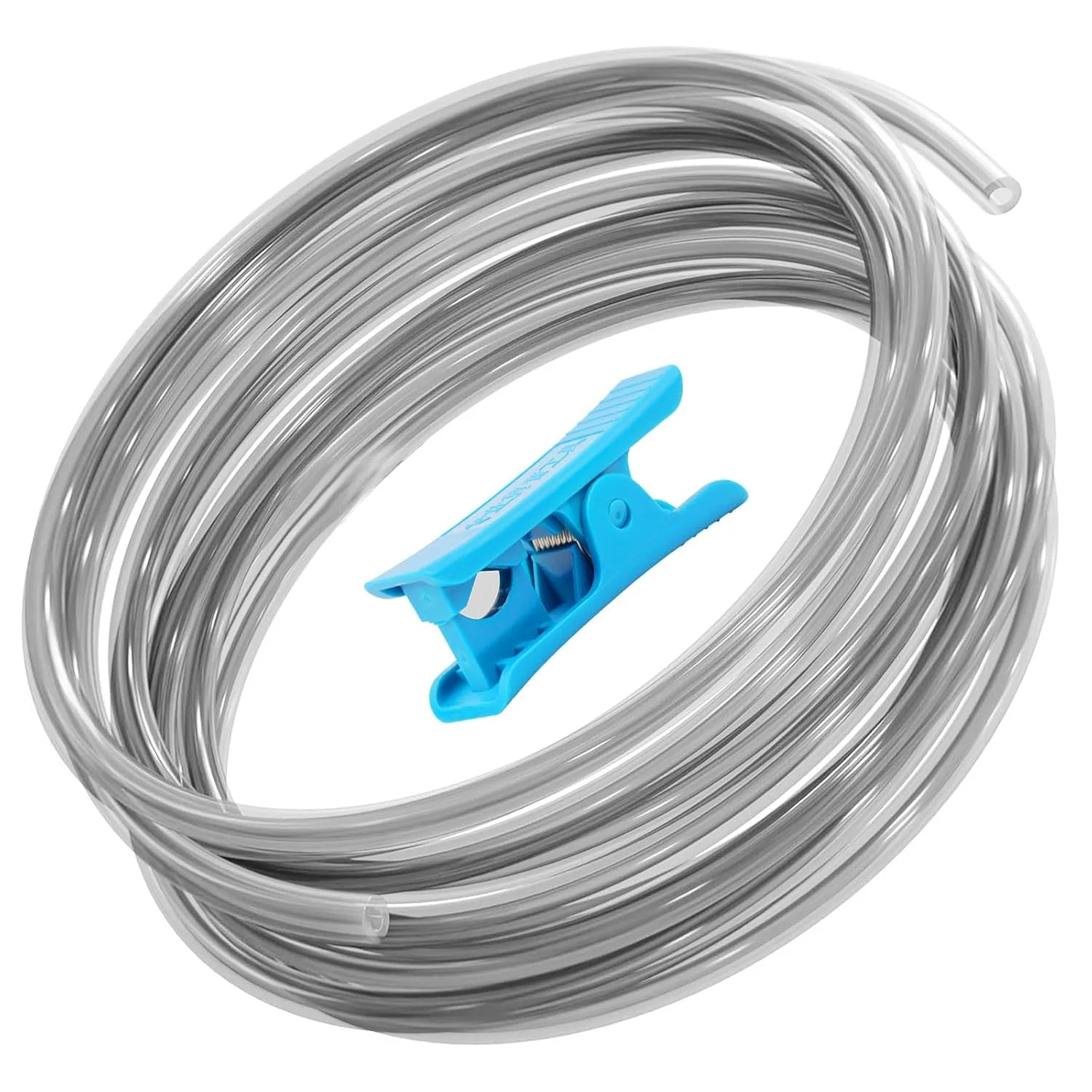 لوله PTFE فوق العاده صاف برای فیلامنت 1.75 میلی متری به همراه کاتر برای اکسترودر، قطر داخلی 2.5 میلی متر در قطر خارجی 4 میلی متر، طول 5 متر، لوله Bowden سازگار با Bambu Lab A1/A1 mini/P1P/P1S/X1C و K1/K1 Max/Ender 3 V3 (خاکستری شفاف)