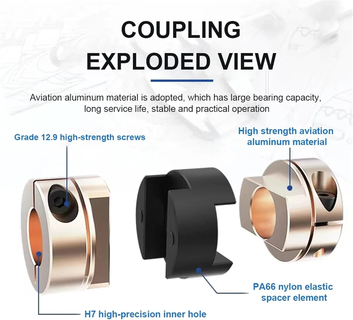کوپلینگ شفت انعطاف پذیر LZ-B-D32L45، 8mm 10mm 16mm Oldham برای پرینتر سه بعدی (LZ-B-D32L45 12mm)