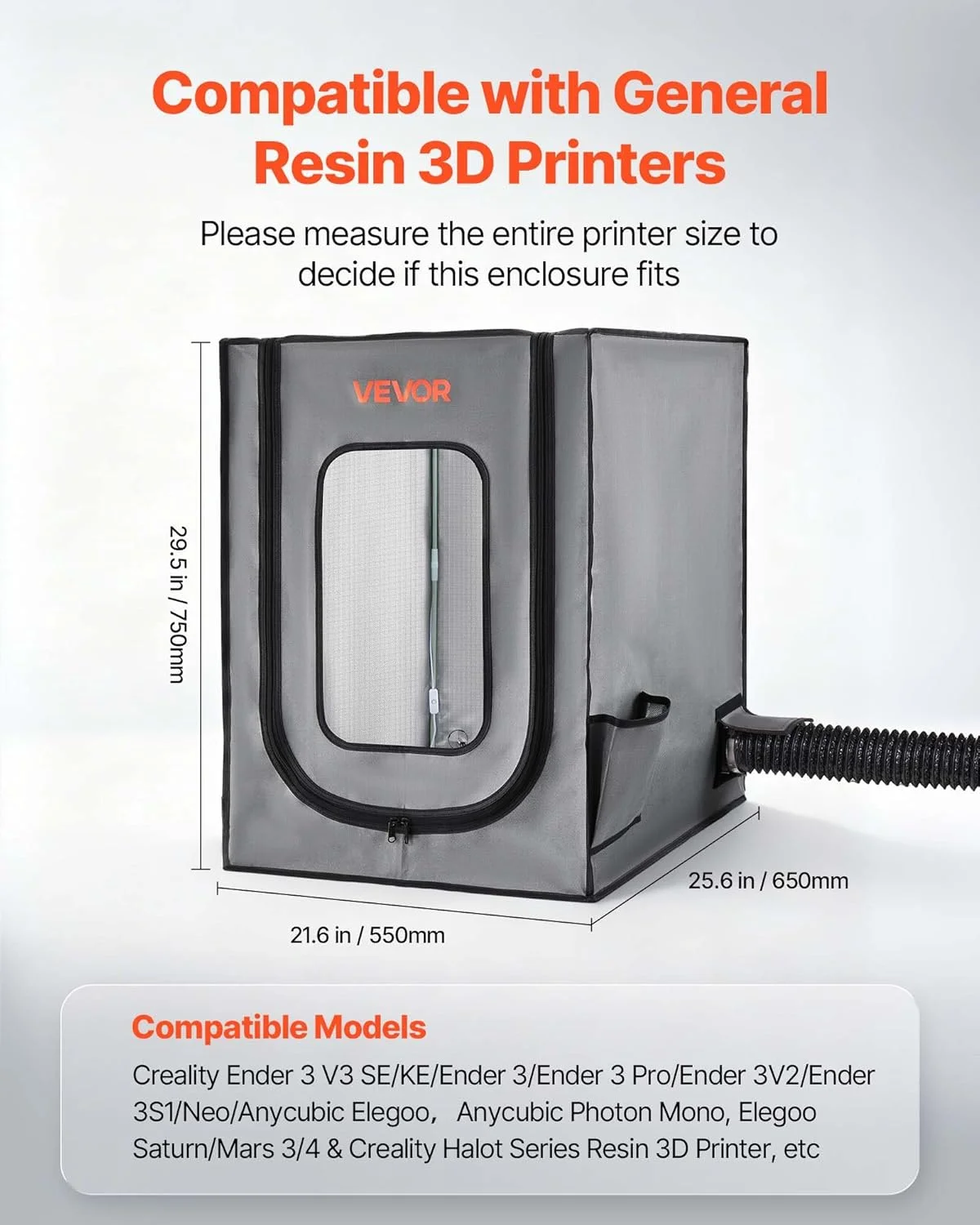 محفظه پرینتر سه بعدی VEVOR با تهویه، پارچه آکسفورد ضد آب و ضد گرد و غبار، چادر پرینتر سه بعدی رزینی، جعبه محافظ دمای ثابت با LED، سازگار با فوتون مونو/مارس 3، پرینتر FDM/LCD