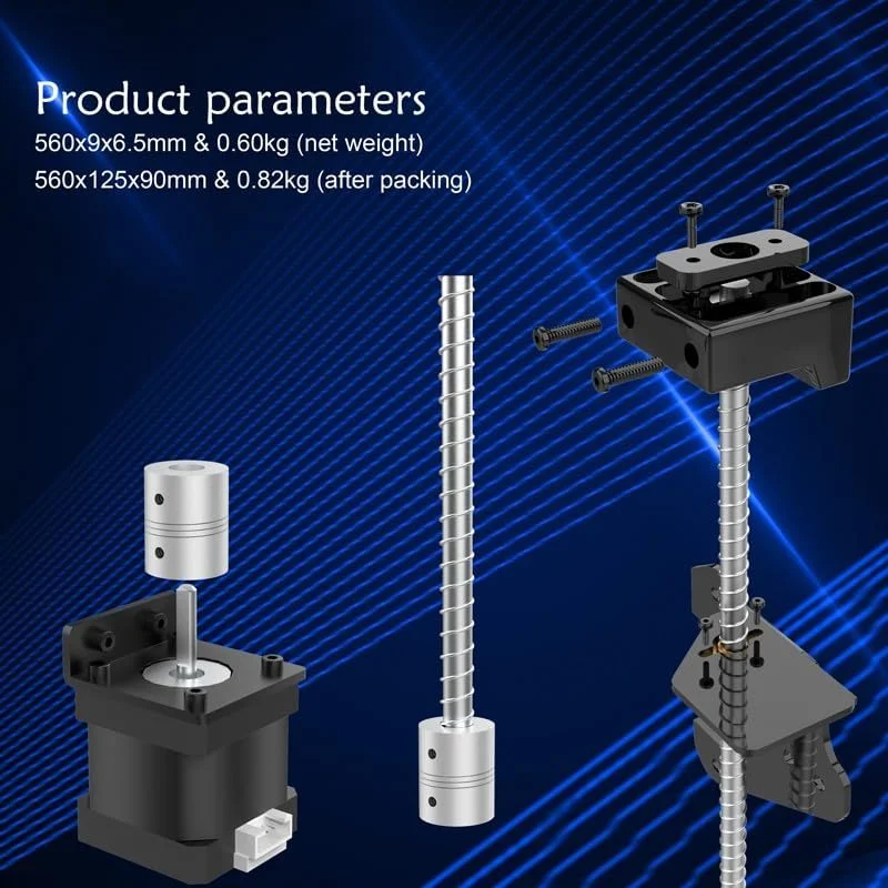 کیت ارتقاء محور Z دوگانه LONGER LK5 PRO، شامل پیچ‌های راهنما، نگهدارنده فلزی منبع تغذیه و موتور پله‌ای، مناسب برای کیت ارتقاء پرینتر سه بعدی LK5 PRO/LK5/LK1