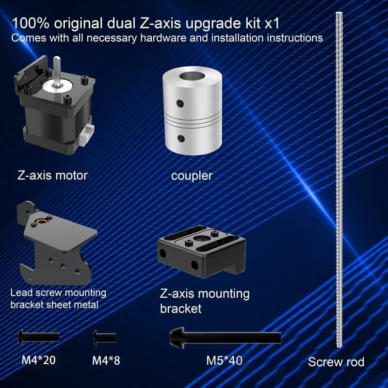 کیت ارتقاء محور Z دوگانه LONGER LK5 PRO، شامل پیچ‌های راهنما، نگهدارنده فلزی منبع تغذیه و موتور پله‌ای، مناسب برای کیت ارتقاء پرینتر سه بعدی LK5 PRO/LK5/LK1