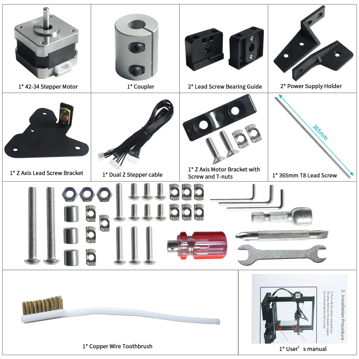 کیت ارتقاء محور دوگانه Z برای Creality Ender 3، Ender 3 Pro، Ender 3 V2، Voxelab Aquila، به همراه پیچ سربی موتور پله ای 42-34، قطعات جانبی پرینتر سه بعدی کیت ارتقاء محور دوگانه Z برای Creality Ender 3، Ender 3 Pro، Ender 3 V2، Voxelab Aquila، به همراه پیچ سربی موتور پله ای 42-34، قطعات جانبی پرینتر سه بعدی