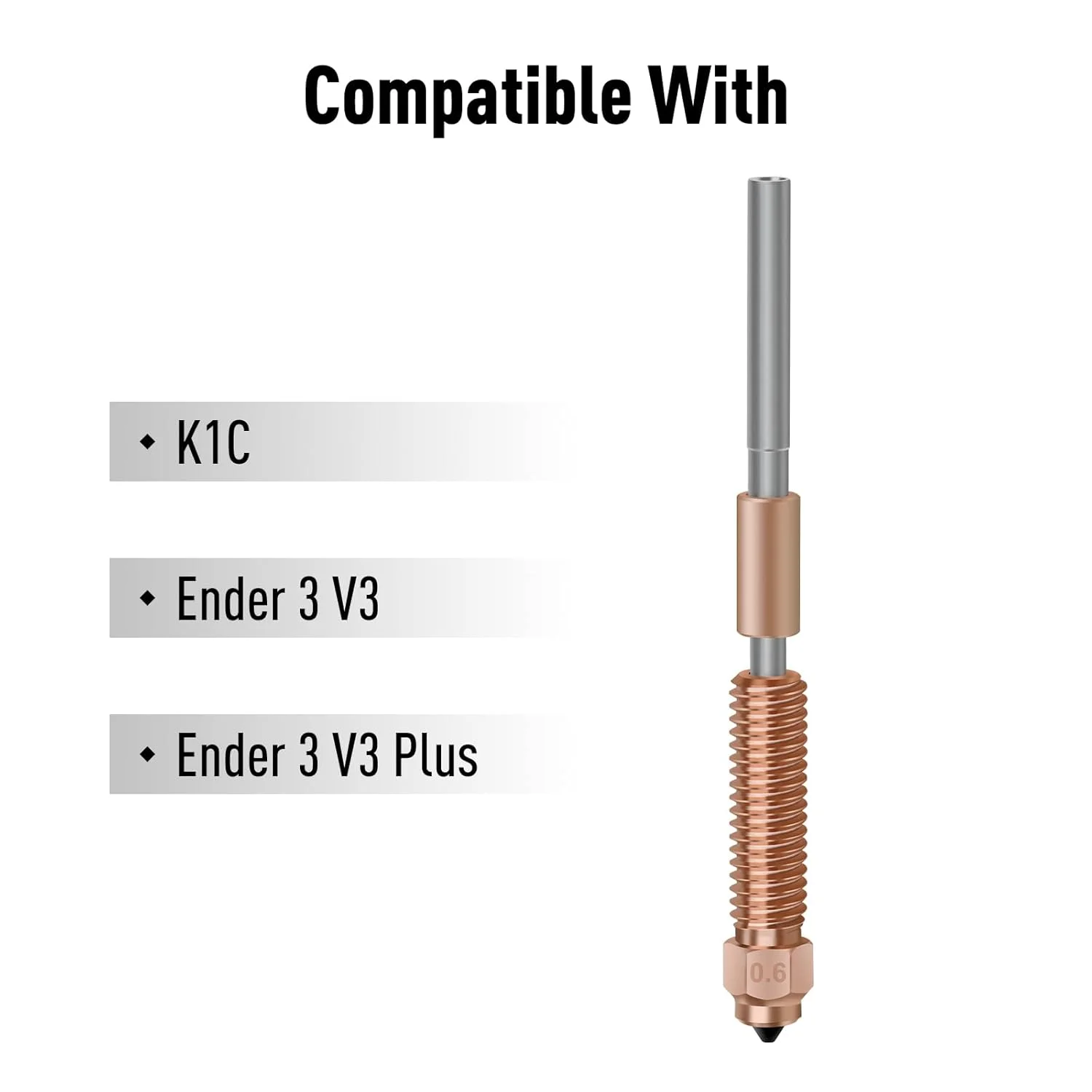 نازل 0.6 میلیمتری K1C، کیت نازل تعویض سریع Unicorn K1C با هیت بریک آلیاژ تیتانیوم، آلیاژ مس و فولاد سخت شده برای Ender 3 V3، Ender 3 V3 Plus، Creality K1C نازل 0.6 میلیمتری K1C، کیت نازل تعویض سریع Unicorn K1C با هیت بریک آلیاژ تیتانیوم، آلیاژ مس و فولاد سخت شده برای Ender 3 V3، Ender 3 V3 Plus، Creality K1C