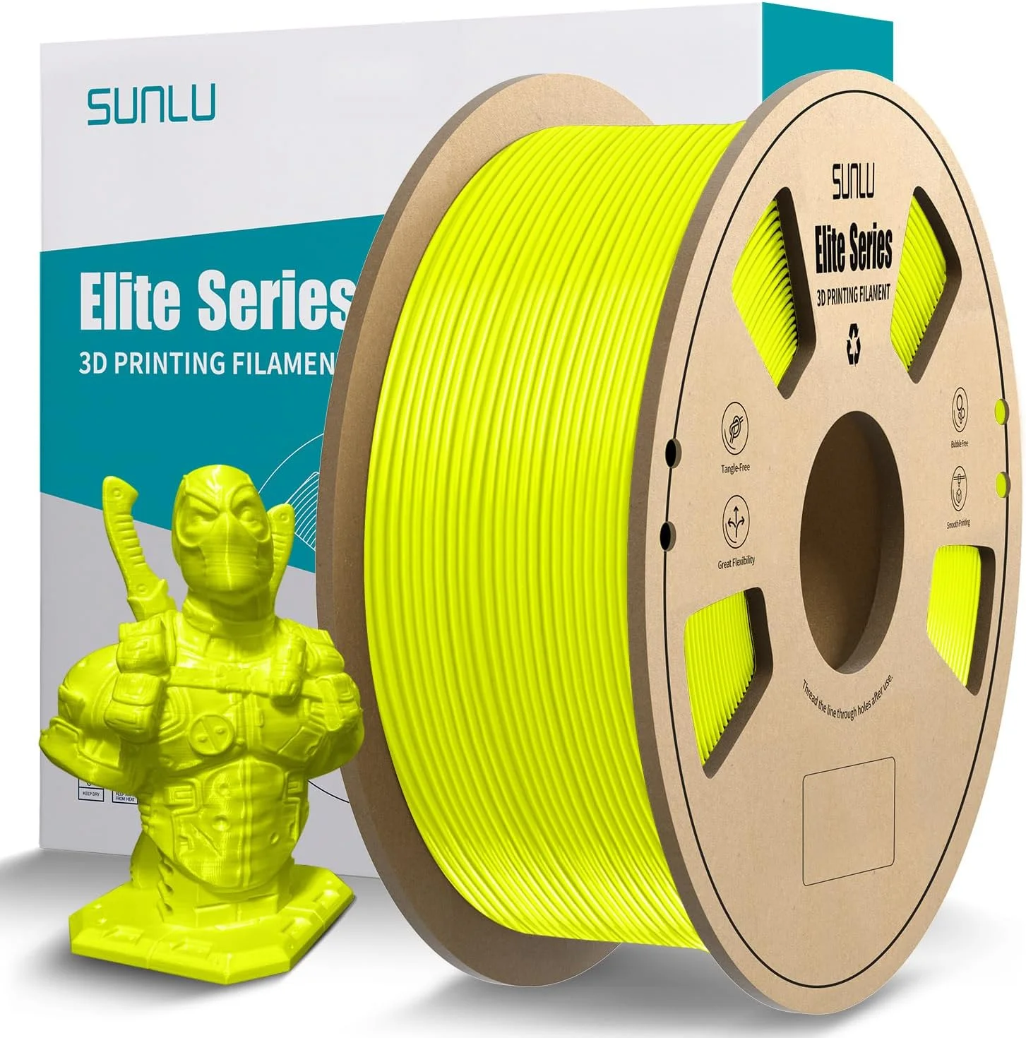 فیلامنت PETG رسمی و ممتاز سانلو 1.75 میلی‌متری - 1 کیلوگرم (2.2 پوند) فیلامنت قوی پرینتر سه بعدی، دقت ابعادی 1.75 میلی‌متری +/- 0.02 میلی‌متر، 320 متر، زرد