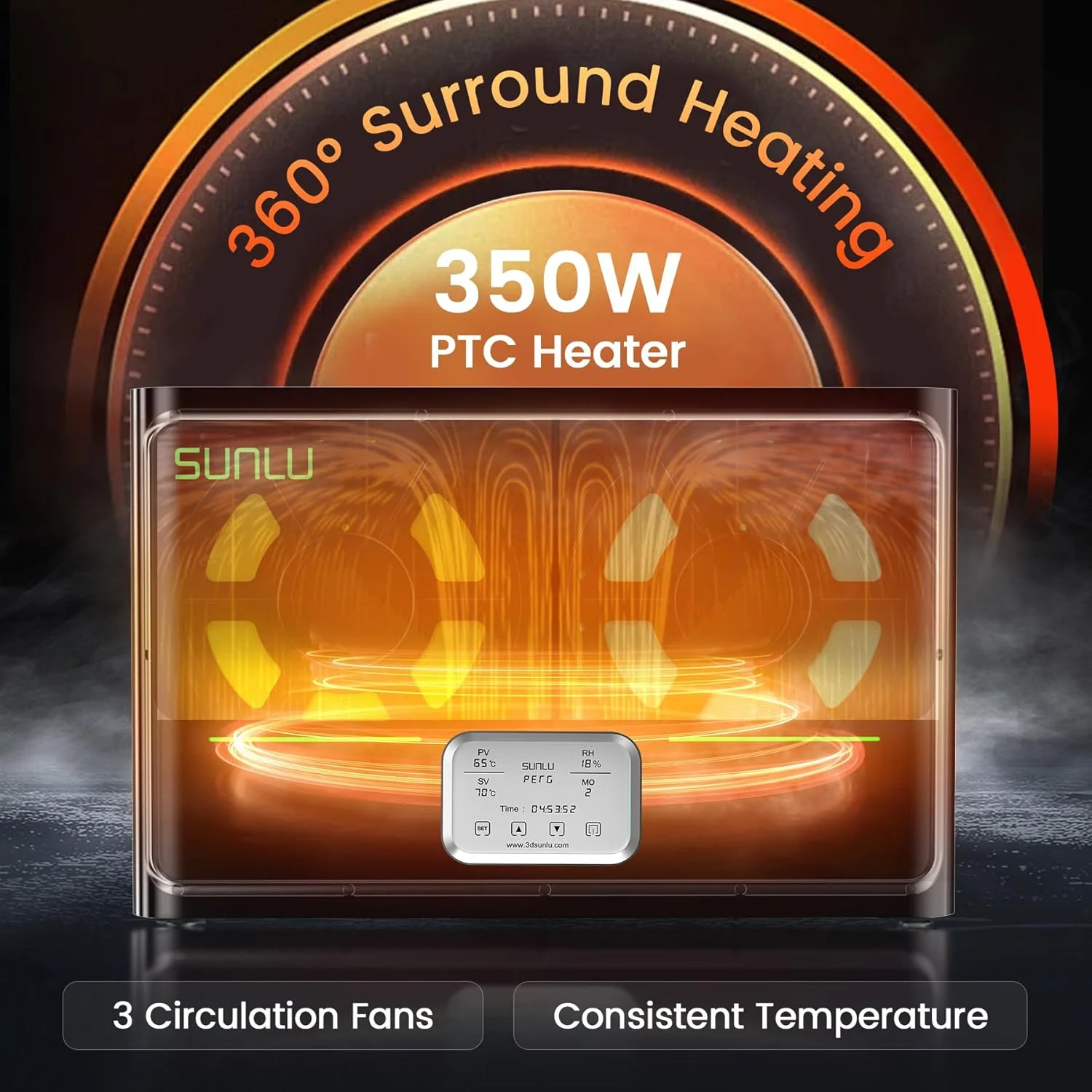 خشک کن فیلامنت پرینتر سه بعدی رسمی سانلو S4، ظرفیت 4 قرقره، 3 فن گردش هوا، هیتر PTC 350 واتی، حداکثر دمای 70 درجه سانتیگراد، حالت ذخیره انرژی، جعبه خشک کن فیلامنت نایلون TPU PLA PETG ABS، مشکی خشک کن فیلامنت پرینتر سه بعدی رسمی سانلو S4، ظرفیت 4 قرقره، 3 فن گردش هوا، هیتر PTC 350 واتی، حداکثر دمای 70 درجه سانتیگراد، حالت ذخیره انرژی، جعبه خشک کن فیلامنت نایلون TPU PLA PETG ABS، مشکی