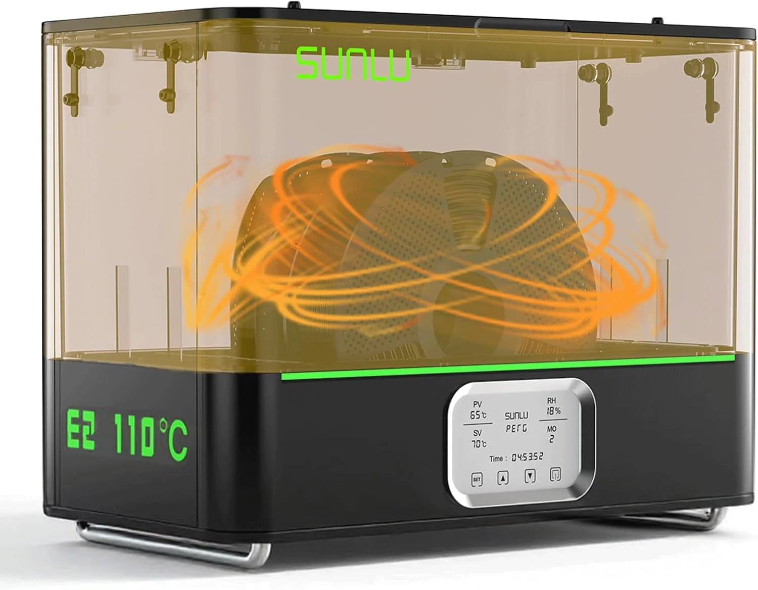 جعبه خشک کن فیلامنت SUNLU مدل E2، تا 110 درجه سانتیگراد، خشک کردن و بازپخت حرفه ای، مناسب برای فیلامنت پرینتر سه بعدی مهندسی، SUNLU FilaDryer E2 مناسب برای PLA، PETG، ABS، ASA، PC-ABS/PBT، PA6-GF/CF، PA12-CF، PA612-CF و غیره