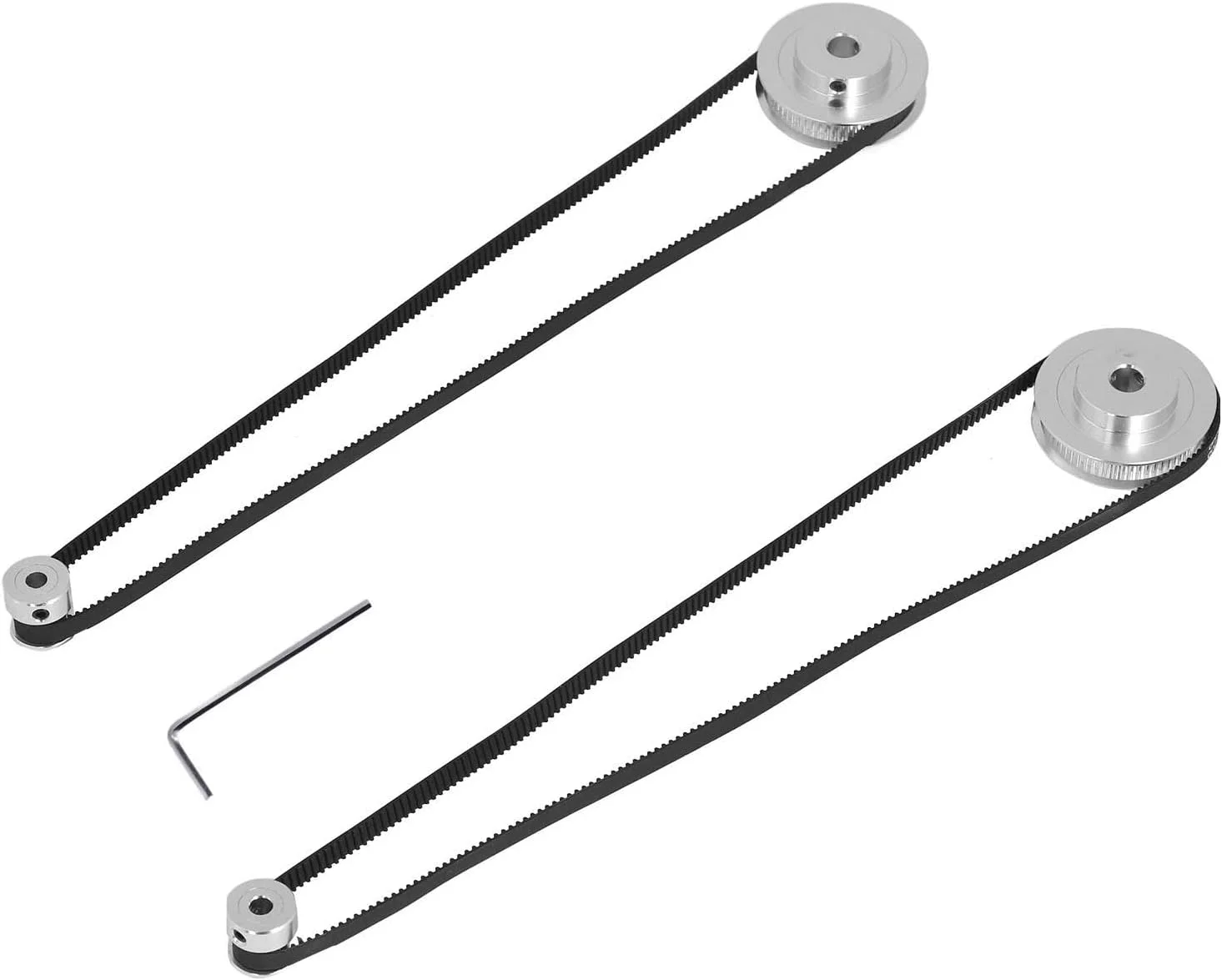 دو عدد چرخ دنده همزمان GT-2، چرخ دنده همزمان 20 و 60 دندانه با 2 عدد تسمه عرض 6 میلی متری، برای پرینتر سه بعدی و دستگاه CNC (20 دندانه 5 میلی متری به علاوه 60 دندانه 8 میلی متری)