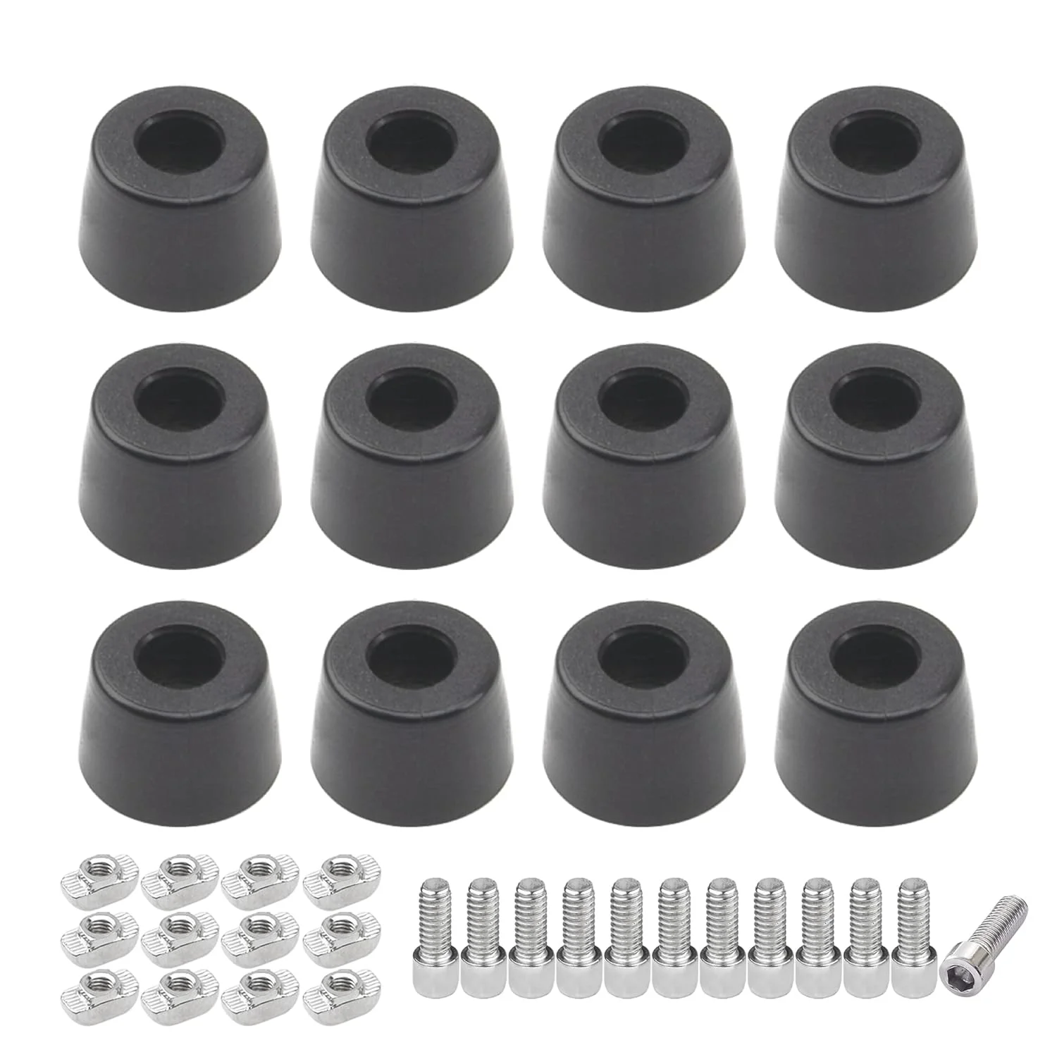 ۱۲ عدد پایه لرزه گیر لاستیکی با مهره T و آچار پیچ برای پروفیل آلومینیومی اکستروژن سری ۲۰۲۰ قطعات پرینتر سه بعدی