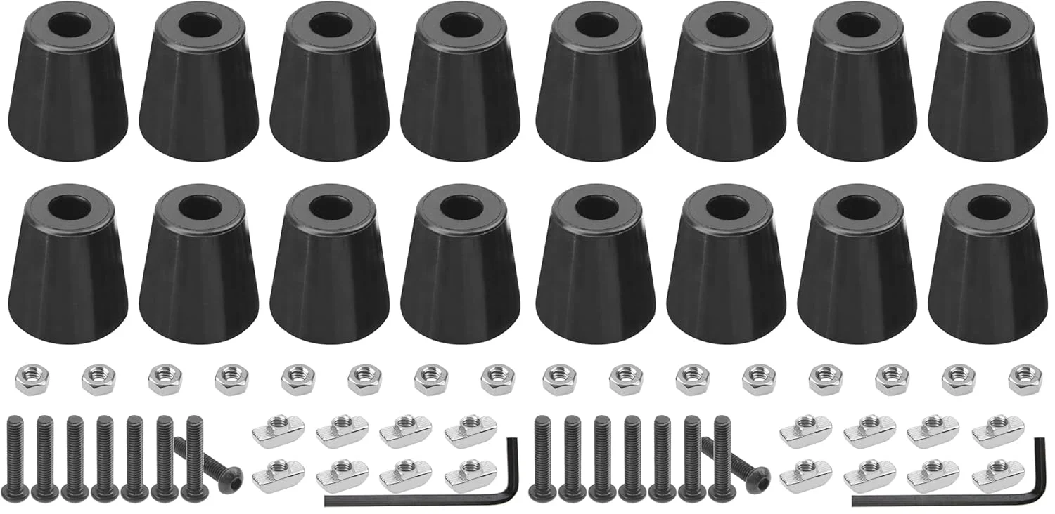 8 عدد پایه لرزه گیر بزرگ لاستیکی با پیچ و مهره T و آچار برای پروفیل آلومینیومی اکستروژن سری 4040، قطعات پرینتر سه بعدی، مبلمان برقی (بسته 2 عددی)