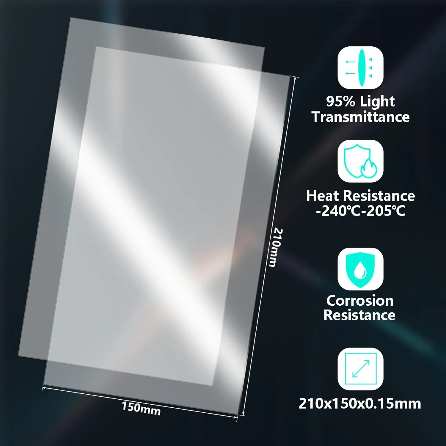 ۶ عدد فیلم رهاساز FEP برای پرینترهای سه بعدی مارس ۴، مارس ۵، مونو ۲، مونو ۴ با مقاومت حرارتی -۲۴۰℃ تا ۲۰۵℃ و ۹۵% عبور نور UV، ابعاد: ۲۱۰x۱۶۰x۰.۱۵mm، سازگار با مدل‌های مارس ۲، مارس ۳ پرو، مارس ۴، مارس ۵/اولترا، فوتون مونو، مونو ۴K، مونو ۲، مونو ۴/اولترا ال‌سی‌دی. شامل ۶ عدد فیلم رهاساز FEP با ابعاد ۲۱۰x۱۵۰x۰.۱۵mm.