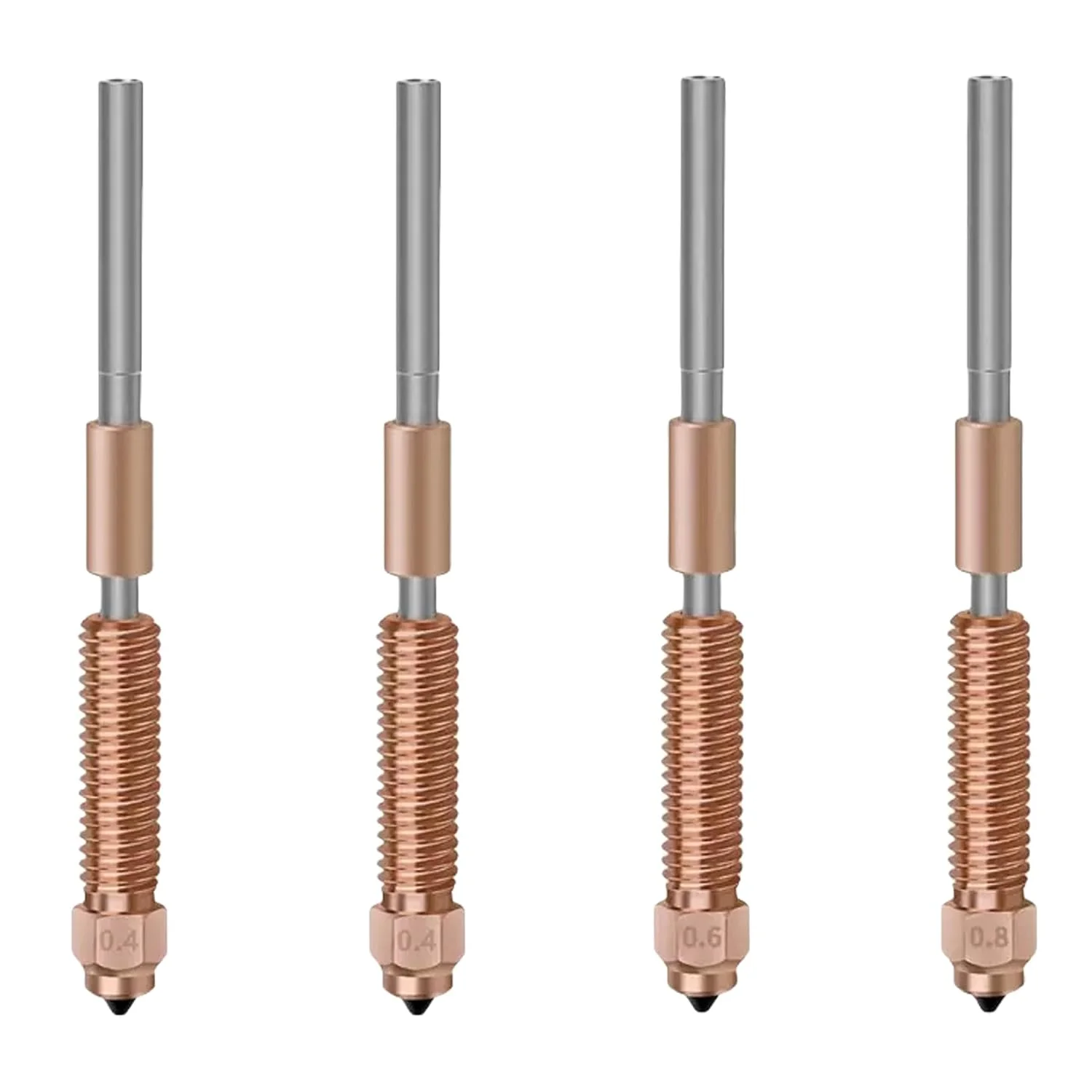 مجموعه 4 عددی نازل تعویض سریع برای K1C، Ender 3 V3، پرینتر سه بعدی آلیاژ مس، نوک فولاد سخت کاری شده و نازل آلیاژ تیتانیوم برای K1 SE، Ender 3 V3 Plus