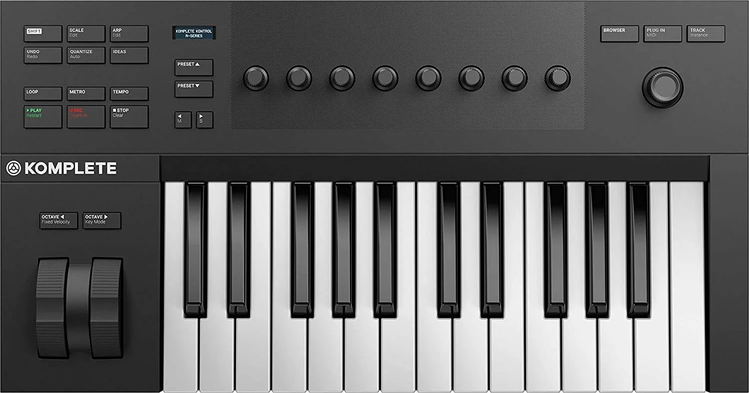 کنترلر Native Instruments KOMPLETE KONTROL A25، 25 کلید، کلاویه نیمه سنگین سفارشی NI، انکودر فشاری 4 جهته تک دستی، 8 ناب لمسی، Smart Play با گام ها، آکوردها و آرپژها | 25230