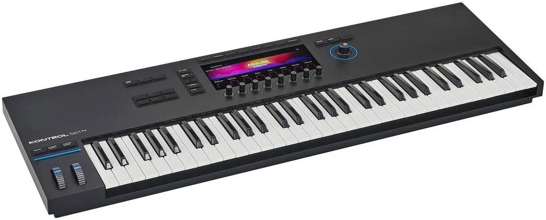 Native Instruments Komplete Kontrol S61 MK3، 61 کلید نیمه سنگین، 8 کنترلر چرخشی و 4 بعدی، Pitch & Mod Wheel، صفحه نمایش رنگی با وضوح بالا با سطح شیشه ای، مشکی | 570926