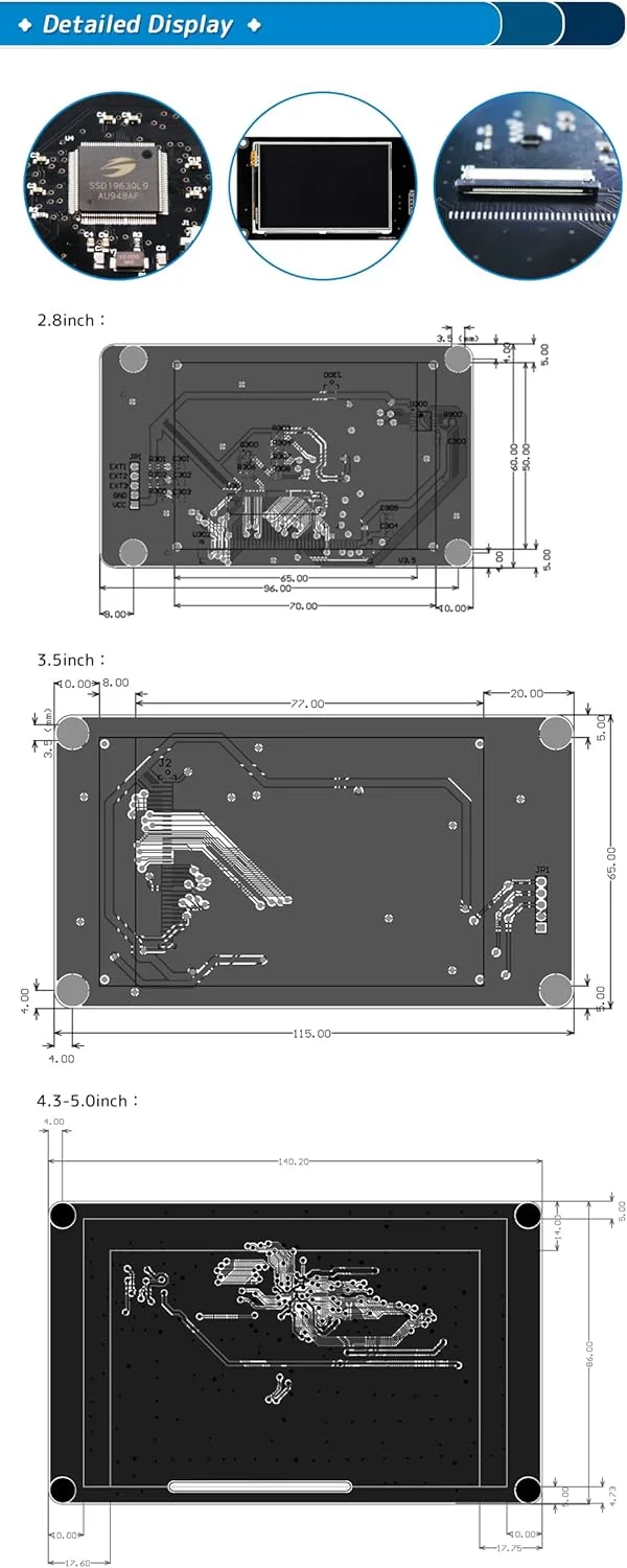 صفحه نمایش لمسی TFT پرینتر سه بعدی 2.8/3.5/4.3/5.0 اینچی برای برد ChiTu (2.8 اینچ)