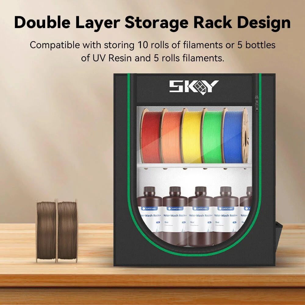 جعبه نگهداری بسته 10 عددی رول پرینتر سه بعدی، قفسه نگهداری فیلامنت پرینت سه بعدی، جعبه ضد گرد و غبار و ضد آب برای نگهداری و سهولت در انبار کردن