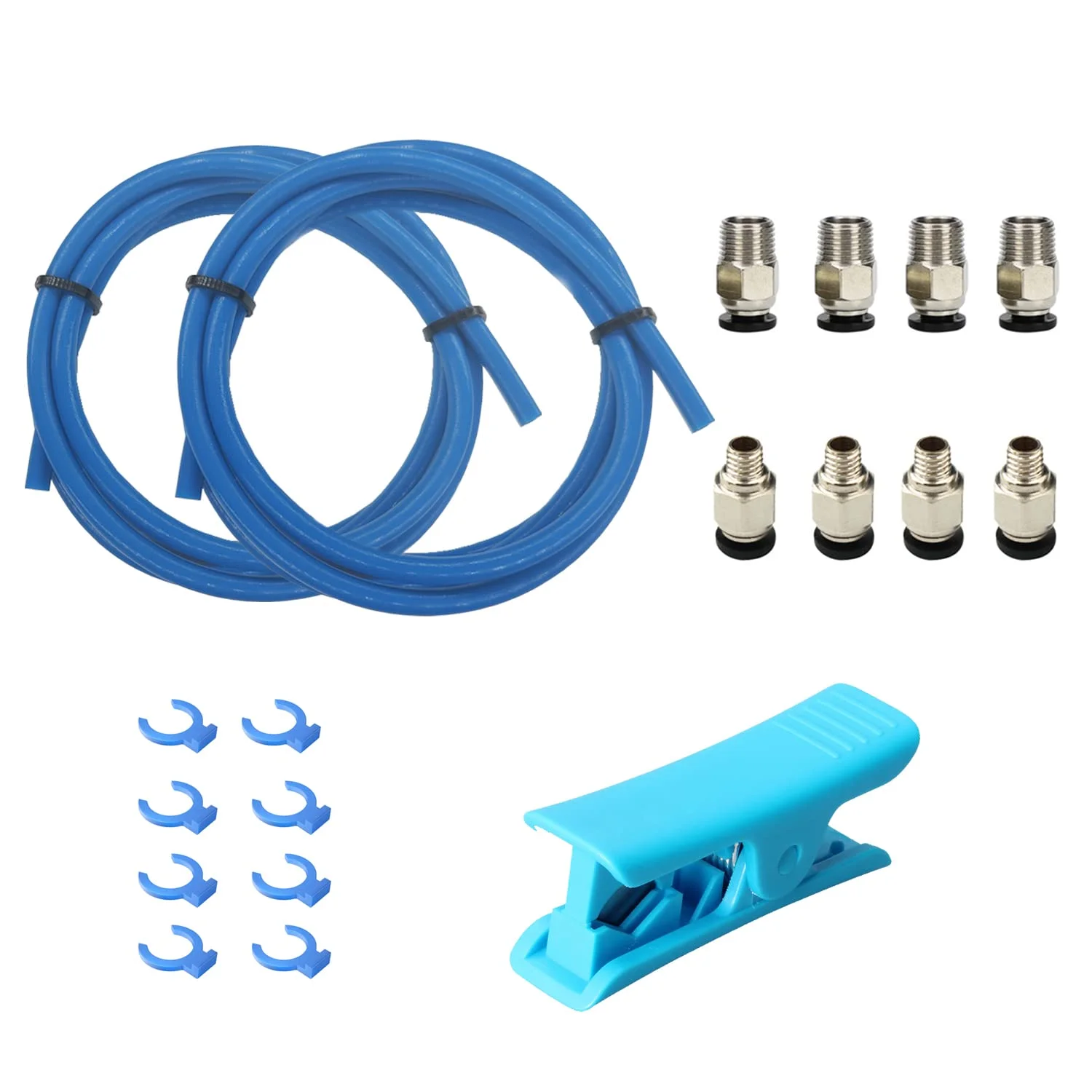 لوله بوودن پرینتر سه بعدی 2 متری، لوله تفلون PTFE با اتصالات پنوماتیک PC4-M6 و PC4-M10 با کیفیت بالا، به همراه کاتر لوله، مناسب برای فیلامنت 1.75 میلی متری Ender 3/Ender 3 V2/Ender 3 Pro/CR 10 Series