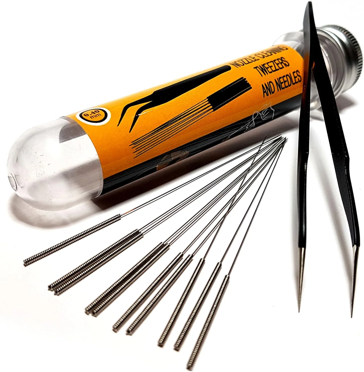 کیت تمیز کننده نازل پرینتر سه بعدی - سوزن های 0.4 میلی متری و ابزار موچین - کیت ابزار تمیز کننده نازل استیل ضد زنگ - جایگزینی برای مته های 0.4 میلی متری برای پرینتر سه بعدی - مجموعه 11 عددی