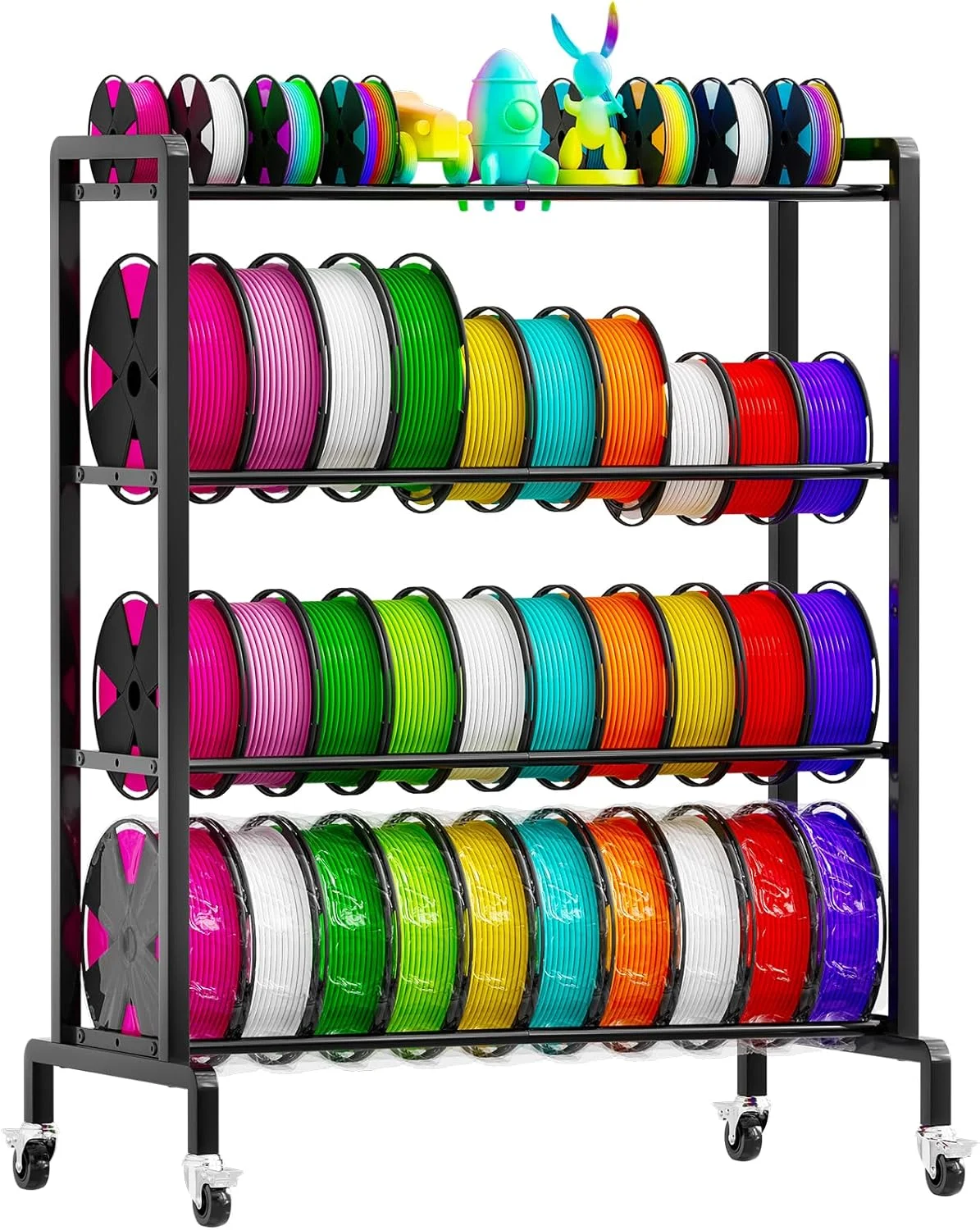 قفسه ذخیره سازی فیلامنت پرینتر سه بعدی - قفسه فیلامنت با چرخ/ استند پرینت سه بعدی قفسه فیلامنت برای سازماندهی/ چرخ دستی فلزی سنگین 4 طبقه نگهدارنده قرقره، ظرفیت بزرگ برای استودیو، آزمایشگاه، خانه قفسه ذخیره سازی فیلامنت پرینتر سه بعدی - قفسه فیلامنت با چرخ/ استند پرینت سه بعدی قفسه فیلامنت برای سازماندهی/ چرخ دستی فلزی سنگین 4 طبقه نگهدارنده قرقره، ظرفیت بزرگ برای استودیو، آزمایشگاه، خانه