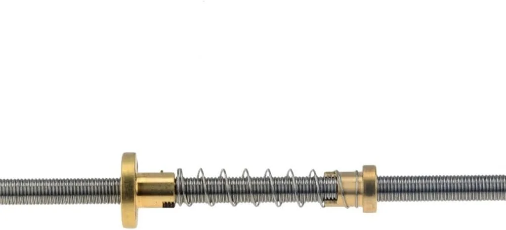 پیچ سربی ذوزنقه ای T8 برای پرینتر سه بعدی، پیچ سربی 500-8D با مهره فنری ضد لقی، رزوه 8 میلی متر، طول 150 200 300 500 800 1000 میلی متر، 1 عدد (رنگ: گام 2 میلی متر، لید 8 میلی متر، اندازه: 450 میلی متر)(گام 2 میلی متر، لید