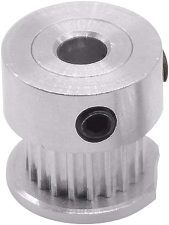 پولی تایمینگ آلومینیومی GT2 جینچائو، 20 دندانه، سوراخ 5mm 6mm 6.35mm 8mm، مناسب برای عرض تسمه GT2 6mm پرینتر سه بعدی CNC با دقت موقعیت یابی (قطر سوراخ: 5mm)
