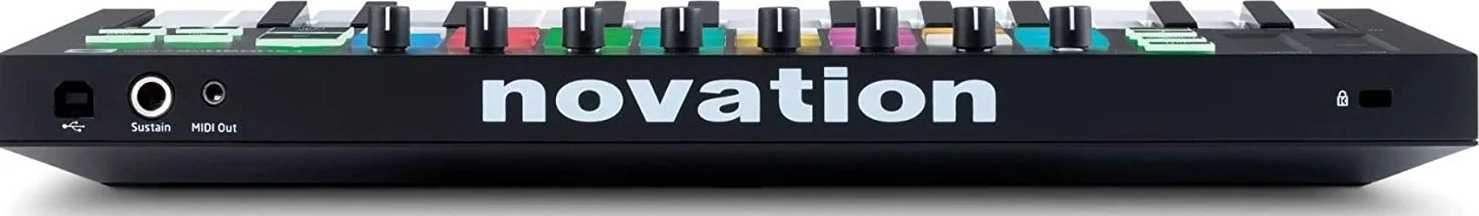 میدی کیبورد نویشن Launchkey Mini MK3 با 25 کلید مینی، 8 ناب کنترل و 2 نوار لمسی، خروجی MIDI 3.5 میلی‌متری، ورودی پدال ساستین 1/4 اینچی، سازگار با Mac، Win، iOS، مشکی | Launchkey Mini MK3