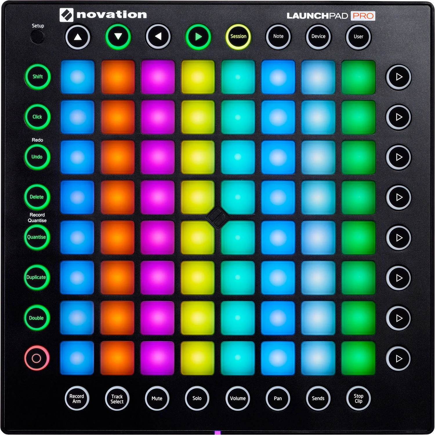 کنترلر MIDI و ابزار شبکه ای Novation Launchpad Pro، دارای 64 پد با نور پس زمینه RGB، عملکرد Scale با 32 کلید و حالت، میکسر و عملکرد اختصاصی، صداها و سمپل های Loopmasters، مشکی | LAUNCHPAD-PRO